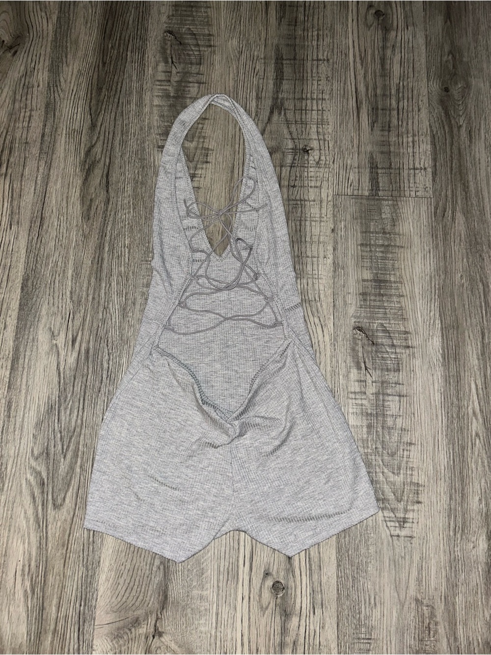 Source Unknown Gray Ribbed Halter Romper - Picture 3 of 5